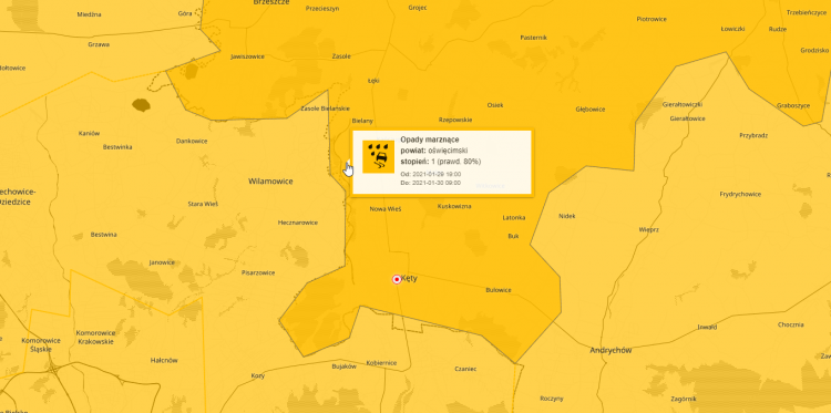 IMGW ostrzega przed opadami marznącymi w gminie Kęty