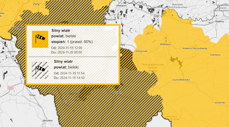 Uwaga! Silne porywy wiatru w gminie Kęty!