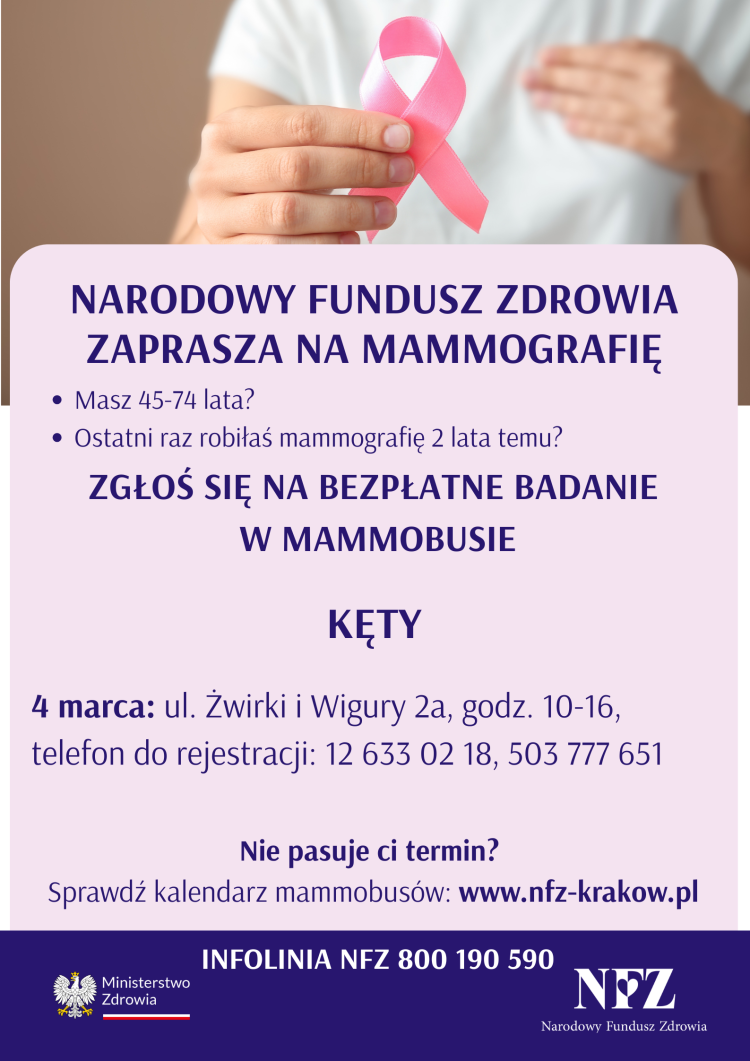 Zbadaj piersi w mammobusie – bezpłatna mammografia w Kętach już dziś!