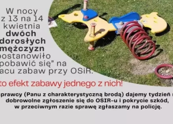 Demolka placu zabaw w Kętach: Sprawca zarejestrowany przez monitoring – ma tydzień na zgłoszenie się do OSiR