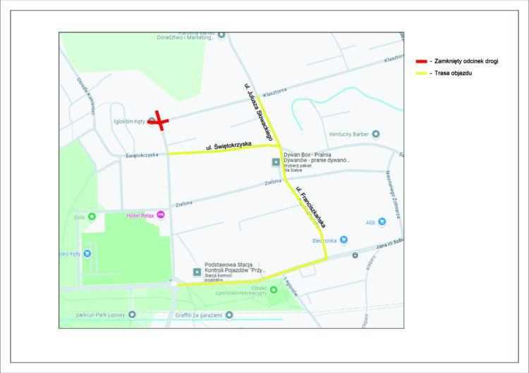 Uwaga kierowcy! Zamknięcie skrzyżowania ul. Klasztornej i Młodzieży Polskiej w Kętach